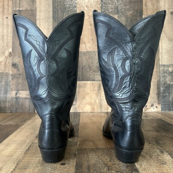 Justin W2386 Classic Black Pointed Toe Western Cowboy Boots Mens 10 D - Picture 8 of 12